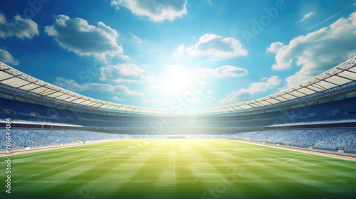 Stadium view, sunny day, backlight. Copy space © almal