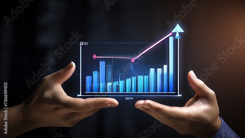  Growth Indicator: Arrow Icon and Percentage with Graph in Close-Up 