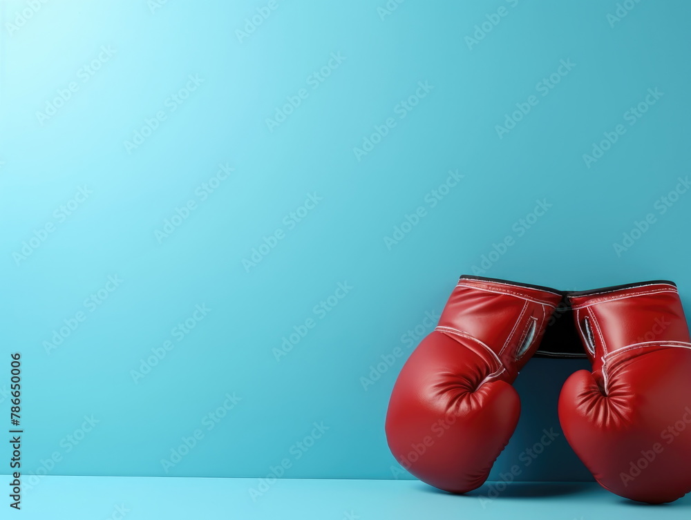 Boxing gloves on a gradient color background. Copy space