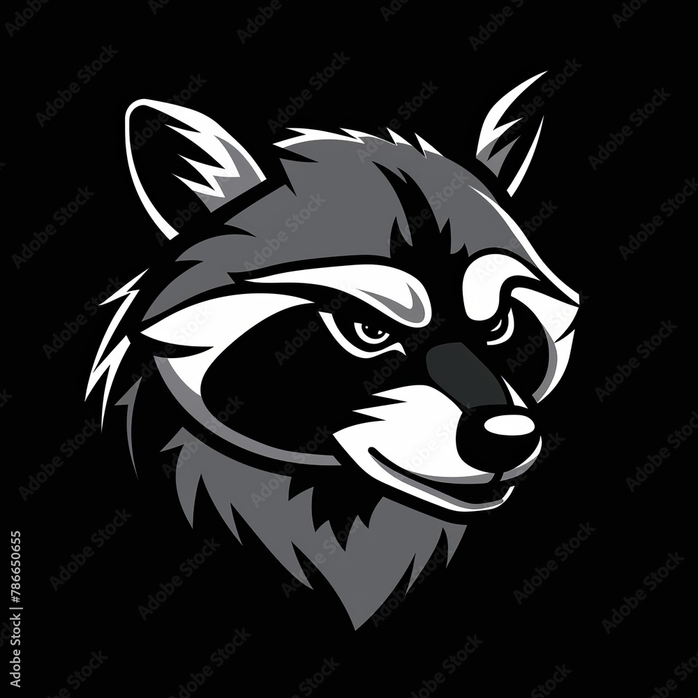 Lively Raccoon Logo in Shadow Black and Icy White: A Clever and Adaptable Forest Dweller Lively Raccoon Logo in Shadow Black and Icy White: A Clever and Adaptable Forest Dweller