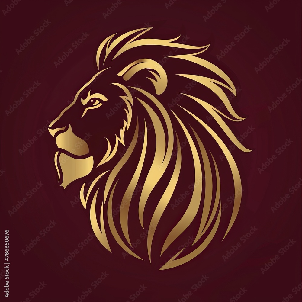 Majestic Lion Logo in Royal Gold and Deep Burgundy: The King of Beasts Embodied Majestic Lion Logo in Royal Gold and Deep Burgundy: The King of Beasts Embodied