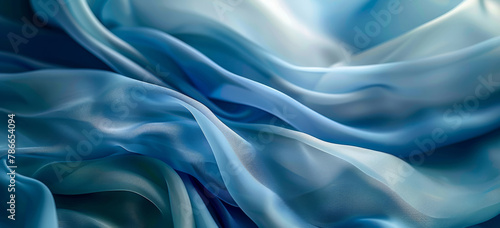 Wallpaper Mural Fabric, background and blue abstract with flow, material and cloth for creative design with folds in chiffon silk. Blue, wallpaper and flow for art, wavy or pattern for clothing and delicate texture Torontodigital.ca