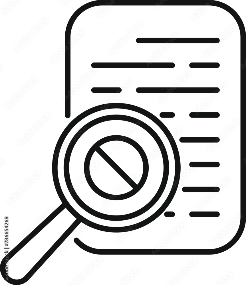 Search error in disclaimer icon outline vector. Term notice. Credit deny request Search error in disclaimer icon outline vector. Term notice. Credit deny request