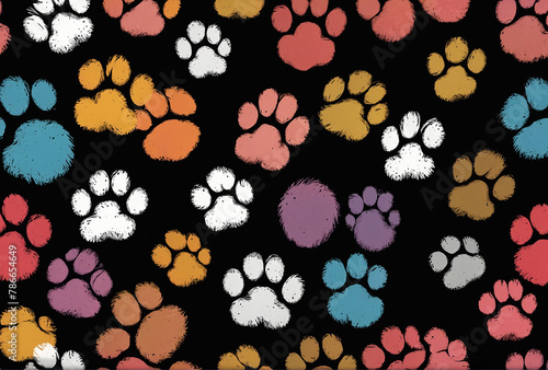 dog and cat paw print pattern seamless background pet care
