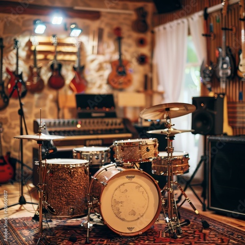 Rhythmic Steel Drums Accompanied by Musical Instruments in Studio