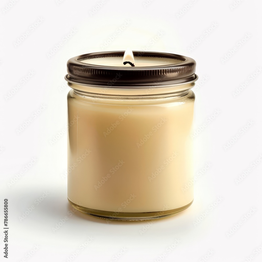 Aromatic Vanilla Scented Candle Jar Design Mockup on a White Backdrop