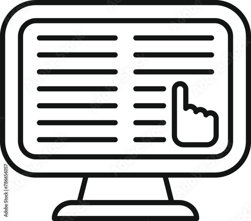 Online disclaimer monitor icon outline vector. Document term reading. Claim application