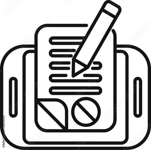 Online sign disclaimer icon outline vector. Document term. Smartphone notice