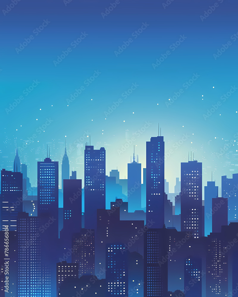 Night over the city background with a beautiful skyline