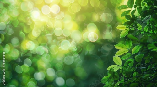 Blurry green bokeh background captured in a natural forest photo