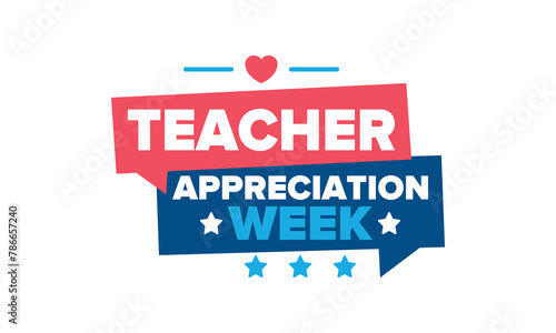 Teacher Appreciation Week in United States. Celebrated annual in May. In honour of teachers who hard work and teach our children. School and education. Student learning concept. Vector illustration