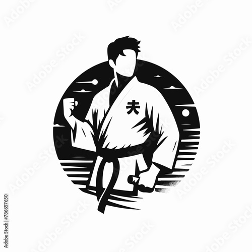 black and white vector logo for karate and taekwondo sport team