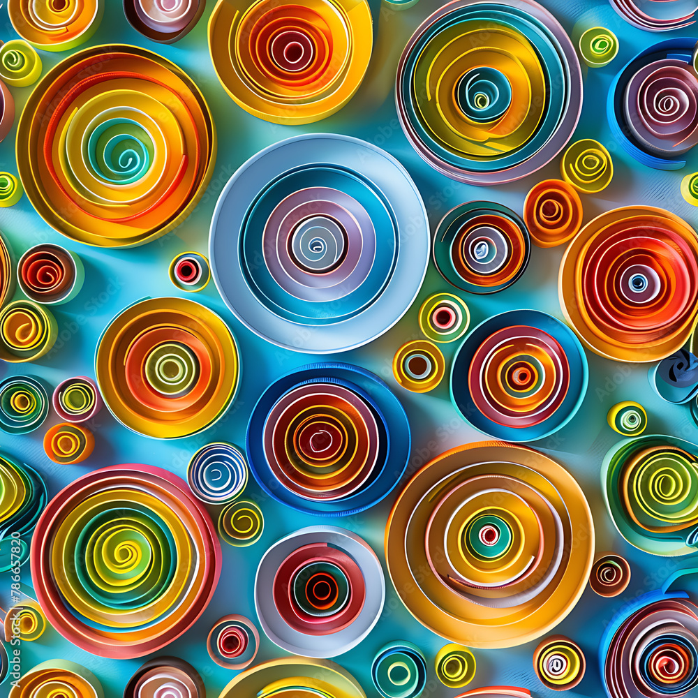 Paper Quilling Colorful Circles in a Repeating Pattern Paper Quilling Colorful Circles in a Repeating Pattern