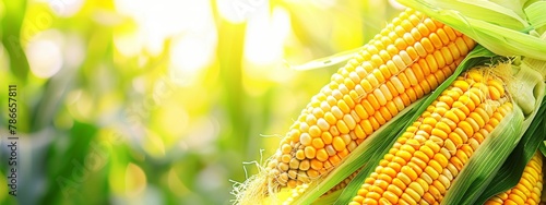 corn crobs in a corn plantation created using generative AI tools photo