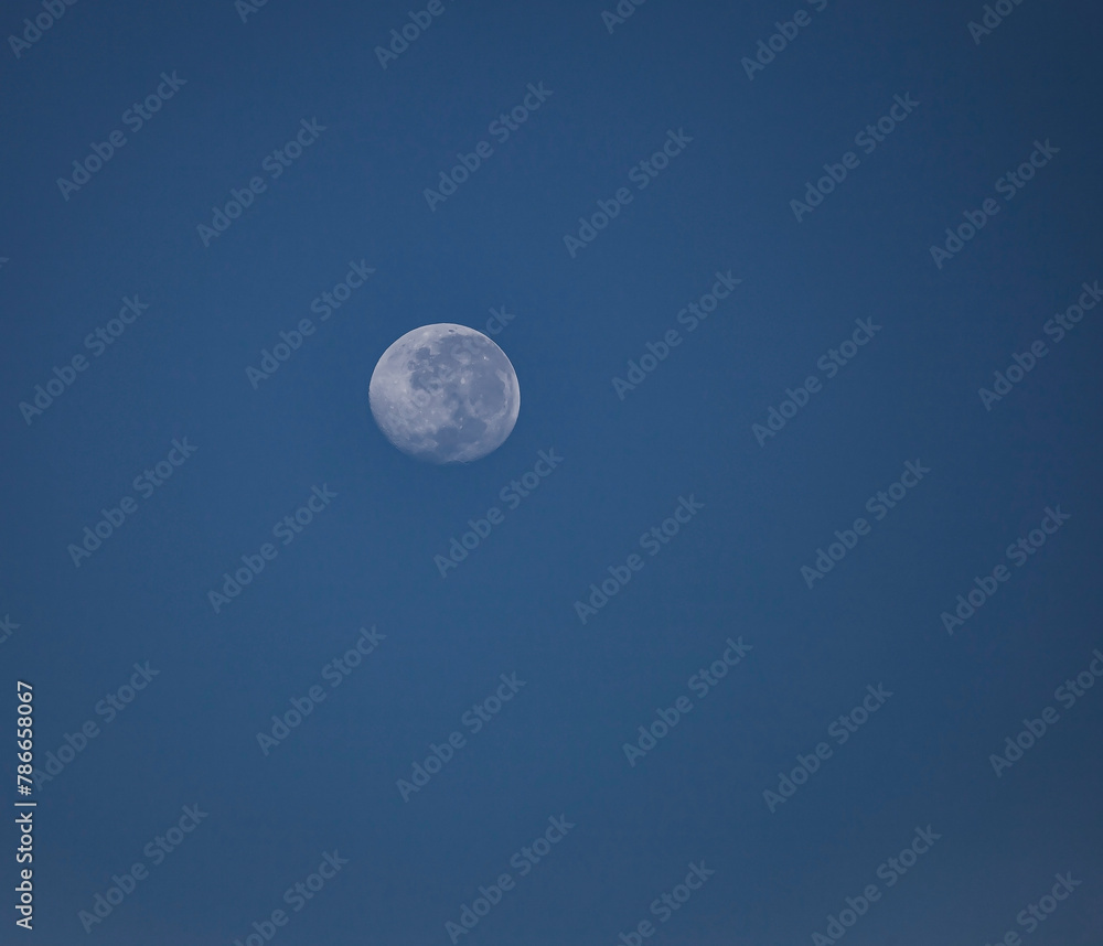 View of the Moon in clear night sky from South Africa.