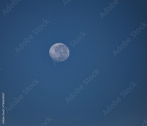 View of the Moon in clear night sky from South Africa.