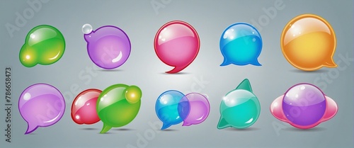 Speech bubble icon set in Bright Colours 