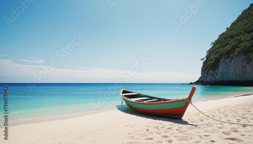 boat on a beach in Bright Colours minimalistic isolated illustration