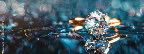 Elegant Diamond Ring Shining Brightly on Display, Luxury Jewelry Concept