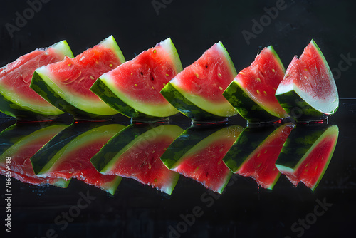Whole and sliced watermelons