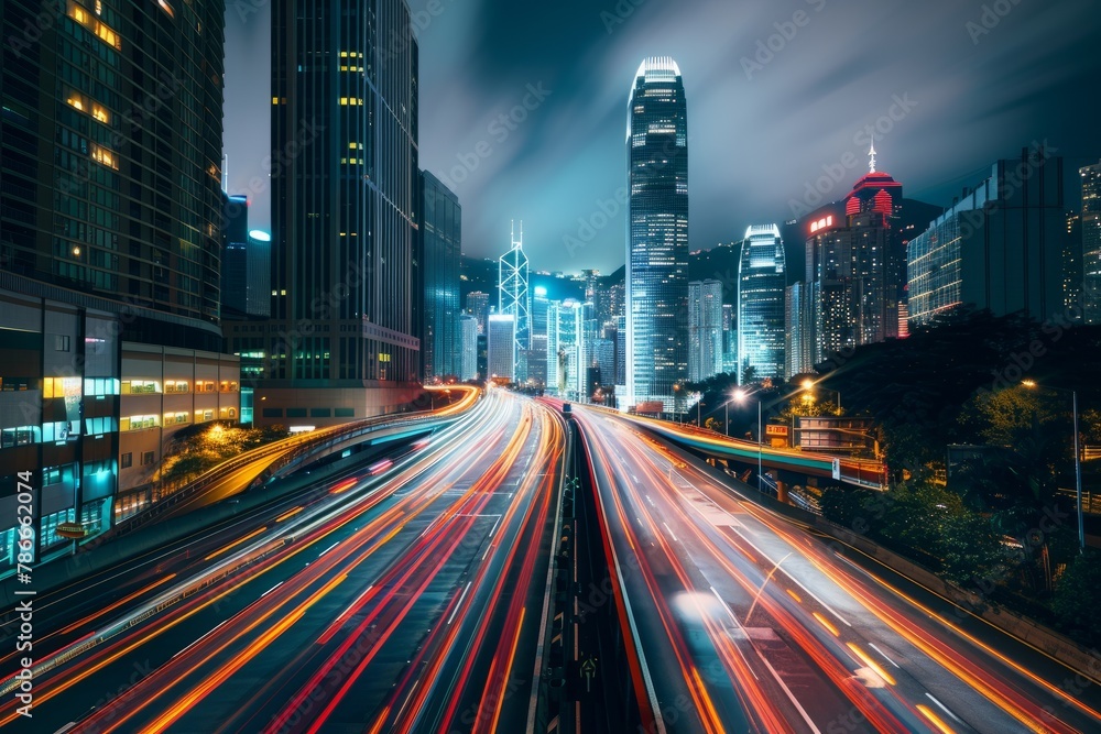 Long Exposure of City Lights and Moving Cars