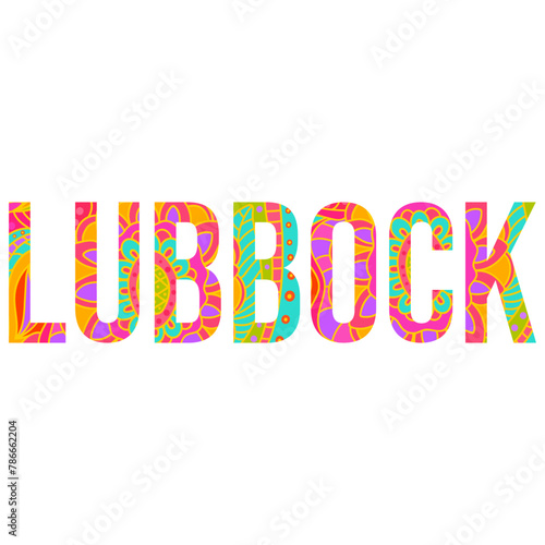 Lubbock, TX creative city name design. Use as typography element , posters, headline, card,logo, t-shirt print,travel blogs, festivals,city events