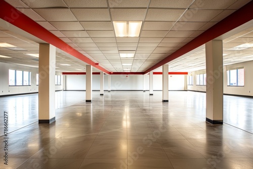 Modern Corporate Office, Expansive and Bright Interior View