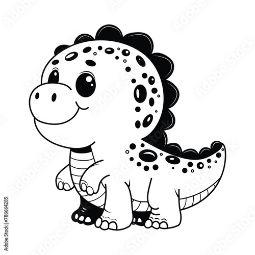 Vector illustration of a dinosaur for coloring kids book on separate background