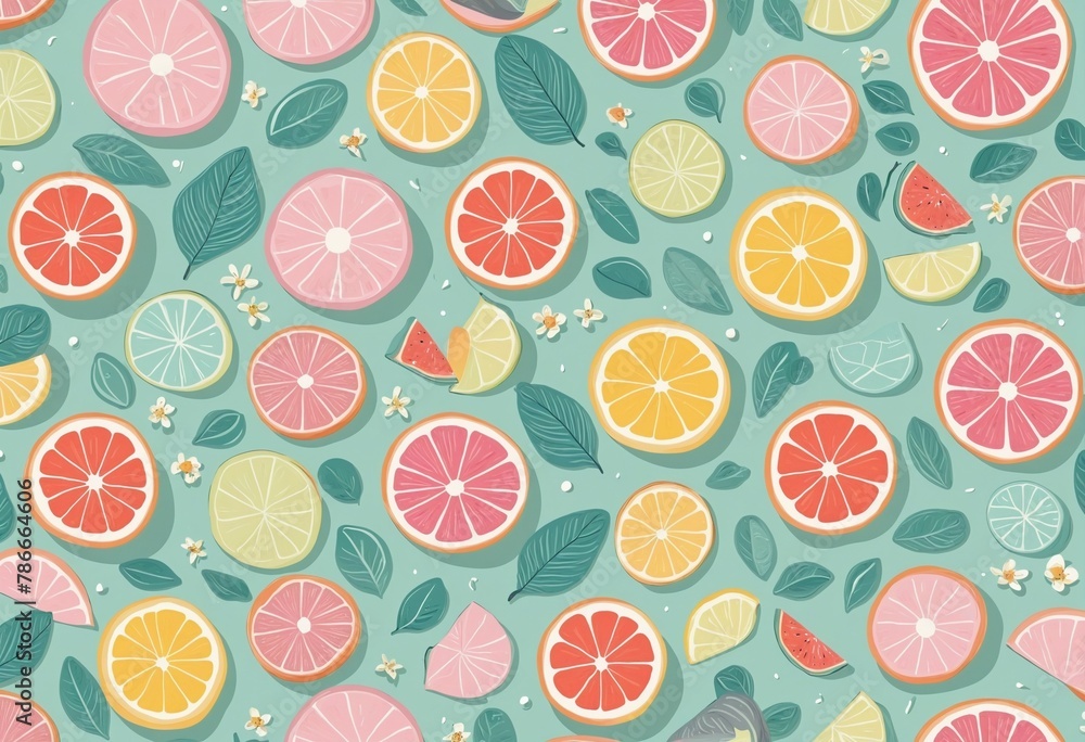 Whimsical Pastel Summer Pattern in Bright Colours 