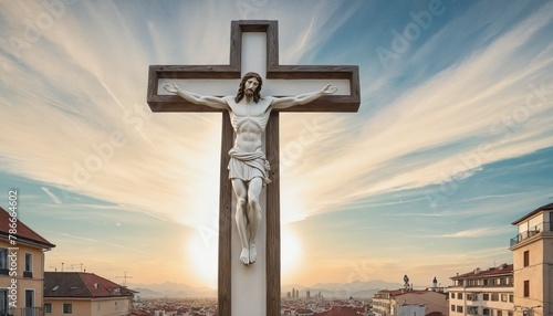 Cross of Jesus Christ in Bright Colours  photo