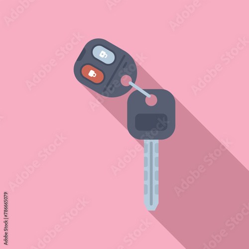 Car alarm system key icon flat vector. Security access. Engine trunk digital