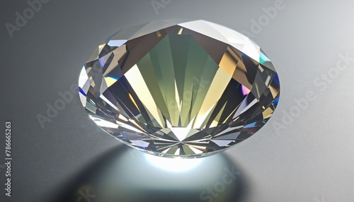 Round diamond with glowing lens flares in bright colours 