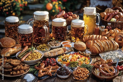 Capture the joy and camaraderie of Oktoberfest with this professional portrait of a smiling couple raising their beer steins in a festive toast