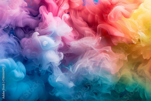 Swirling multicolored smoke on a dark background