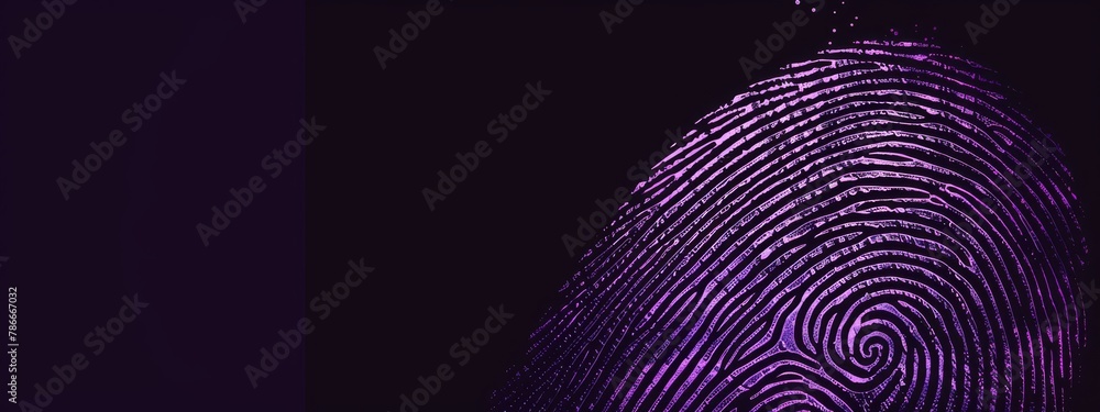 Purple textured fingerprint vector illustration isolated on black background. Purple textured fingerprint vector illustration isolated on black background.
