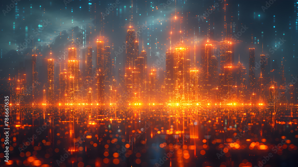 Futuristic cyber city with glowing particles 3D Rendering,
Futuristic city at night with reflection in water 3d rendering


