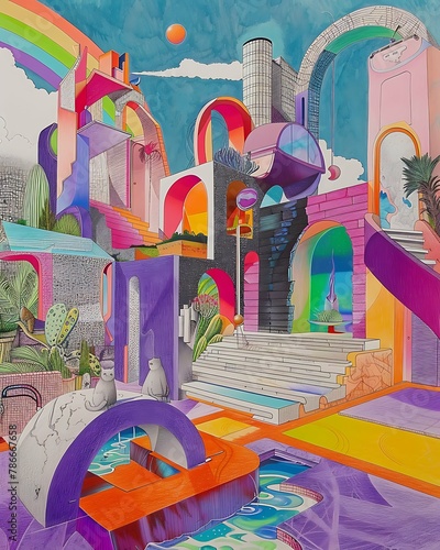 landscape with graffiti