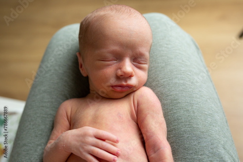 portrait of a newborn baby, newborn baby on a white background