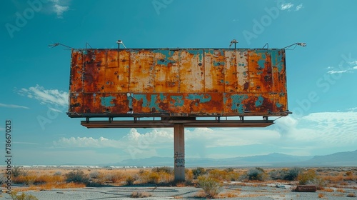 A billboard with a path that is empty photo