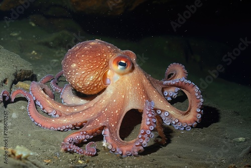 Intriguing and elusive octopuses in deep-sea environments, Explore the mysterious depths where intriguing octopuses thrive photo