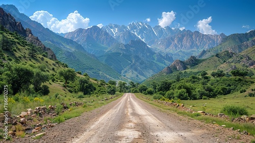 mountains and road