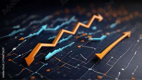  Economic Success: Close-Up of Upward Arrow Icon and Percentage Graph 