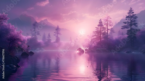 Serene Purple Hues in a Mystic Landscape. Concept Purple Hues  Mystic Landscape  Serene  Nature Photography  Color Inspiration