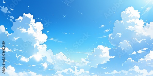 Clear blue manga style sky background, 