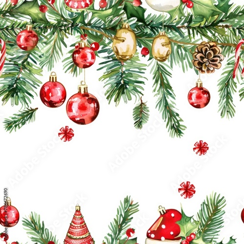Festive Christmas tree with shiny ornaments. Perfect for holiday designs