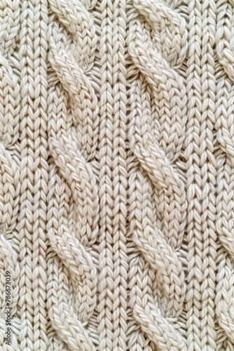 Detailed shot of a knitted sweater, perfect for fashion or winter themed projects