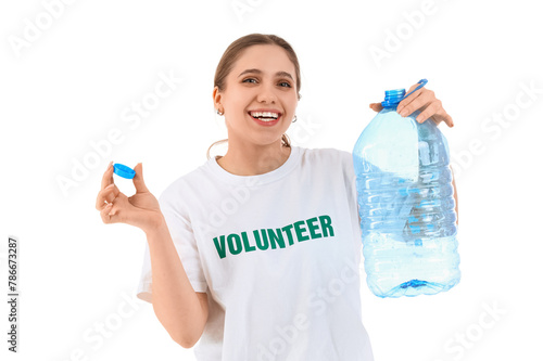 Female volunteer with plast...