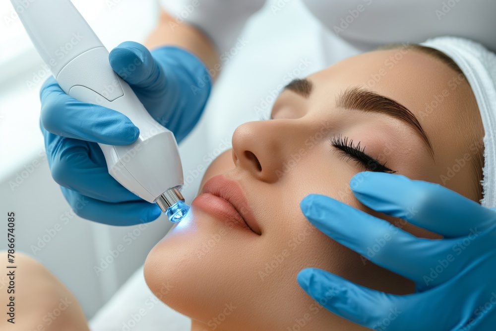 Experience the collagen induction therapy procedure for rejuvenating and anti-aging skincare treatment in a professional clinic environment Experience the collagen induction therapy procedure for rejuvenating and anti-aging skincare treatment in a professional clinic environment