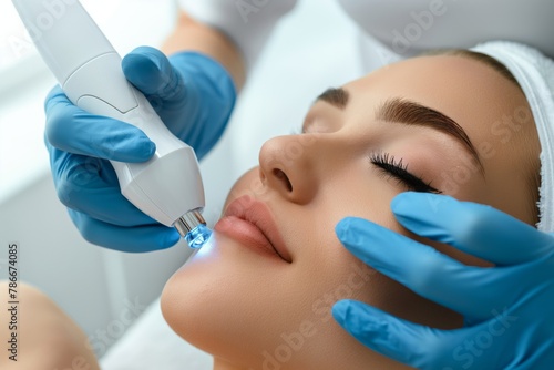 Experience the collagen induction therapy procedure for rejuvenating and anti-aging skincare treatment in a professional clinic environment photo