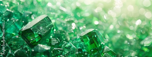 Sparkling Emerald Gems Cluster - Abstract Geometric Green Crystal Formation photo